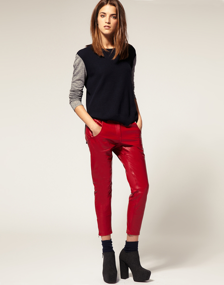 ASOS Red leather peg pants